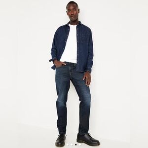 Old Navy Men's Dark Blue Slim Athletic Taper Jeans